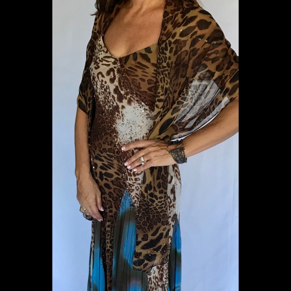 Animal print cocktail dress by Cache